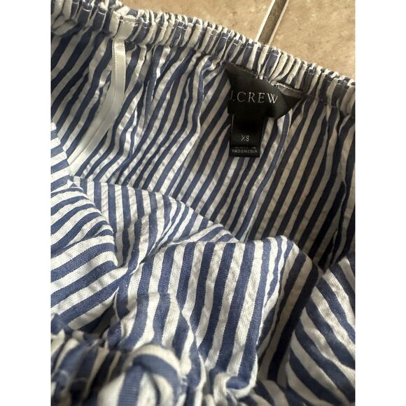 JCrew ruffled seersucker stripe jumpsuit Blue/white XS - Picture 6 of 9